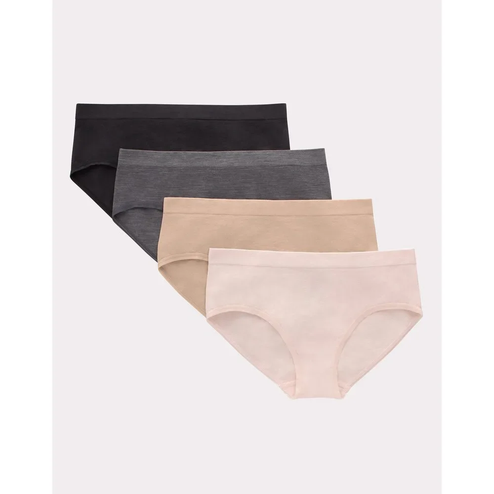 Hanes Seamless Hipster Girls' 4-Pack, Moisture-Wicking M